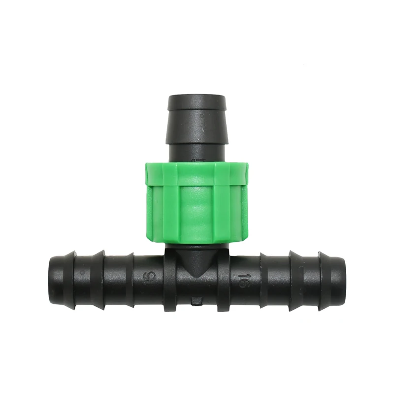 Garden hose 1/2 to 16mm drip tape tee connector lock nut water splitter Greenhouse drip irrigation 2 pcs