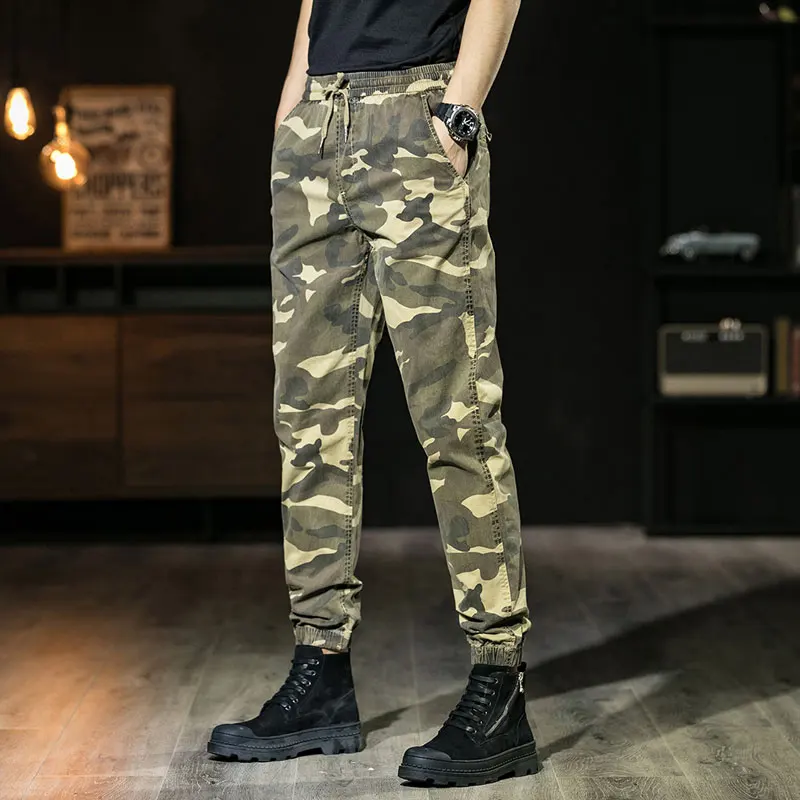 Cotton Leisure Mens Autumn Pencil Pants Military Beam Feet Men Camouflage  Pants  Motion Comfortable Cargo Trousers Camo Jogger