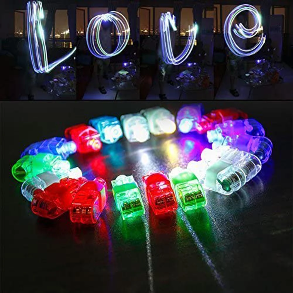 10pcs LED Finger Lights Finger Ring Glow Sticks for Kids Adults Bright Party Favors Party Supplies for Holiday Light up Toys