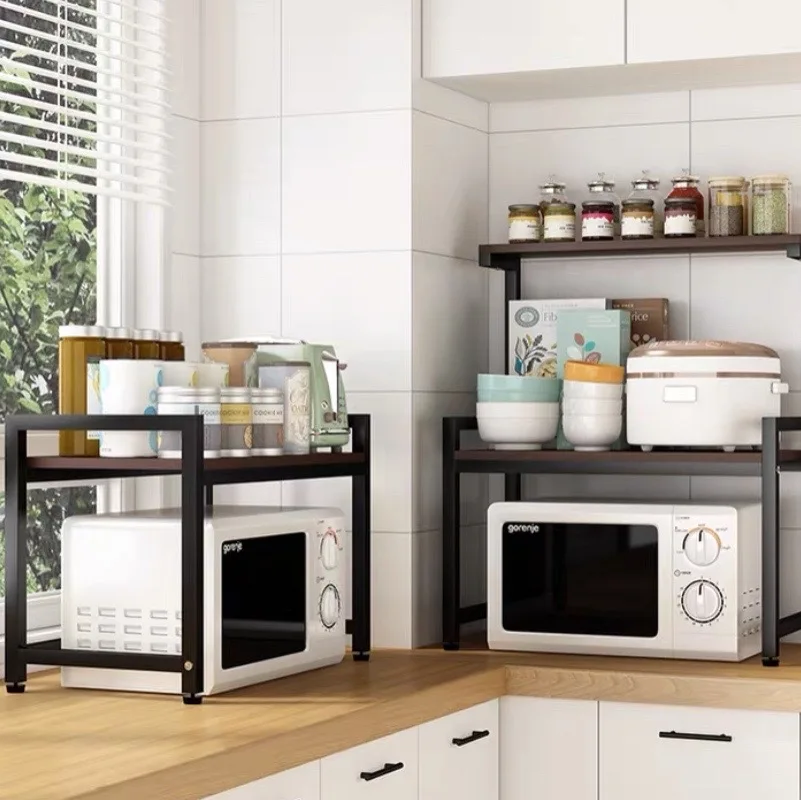 Rak Penyimpanan Dapur Rak Microwave Multi-lapis Rumah Tangga Rak Penyimpanan Desktop Rak Dapur Multifungsi