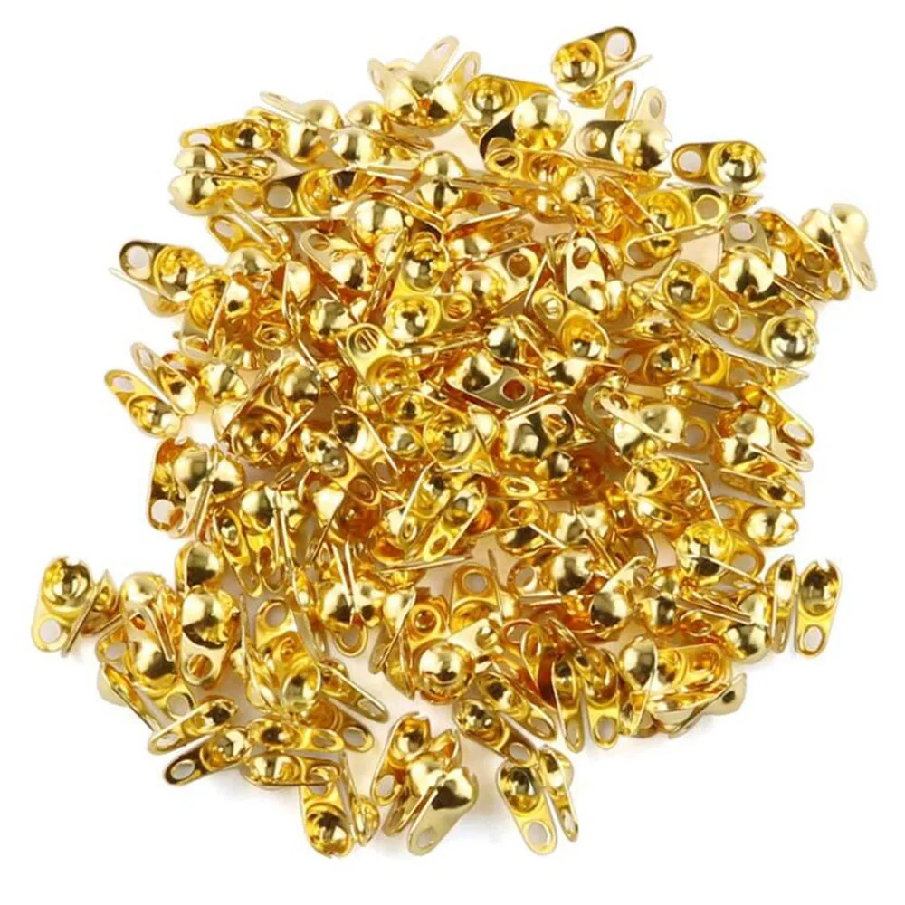 100Pcs Stainless Steel End Crimp Beads Ball Chain Connector Clasp DIY For Necklace Bracelets Jewelry Making Supplies