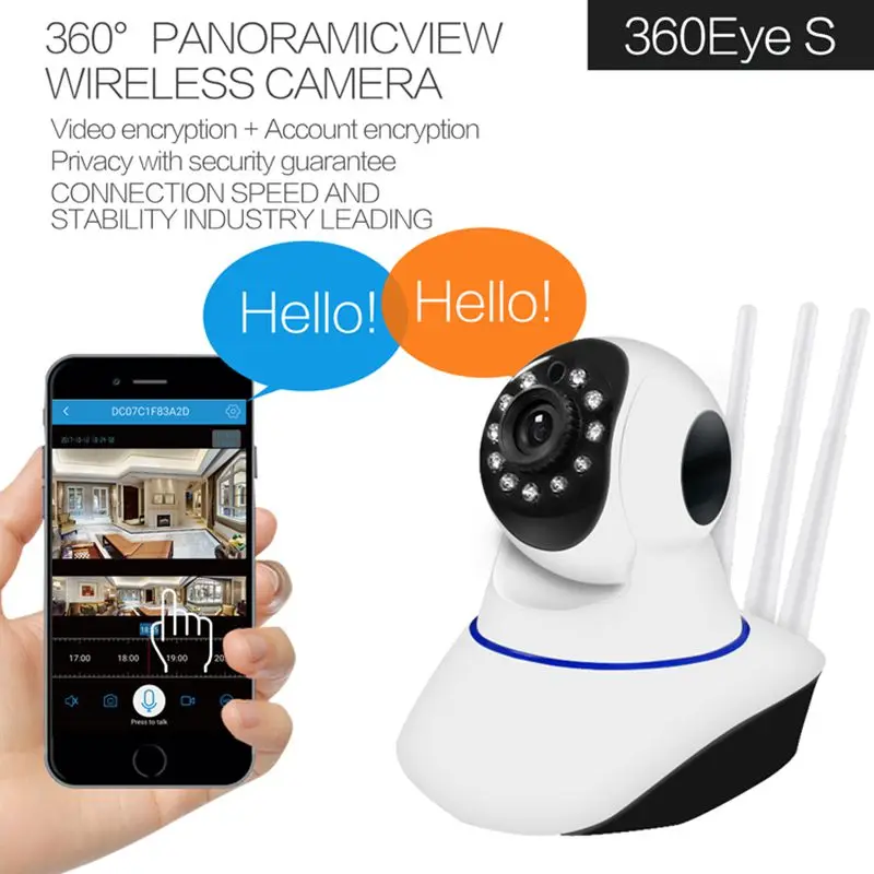 720P 1080P  Home Security IP Camera Dual Antenna WiFi Camera Audio Record 360 degrees Baby Monitor HD Mini IP Camera