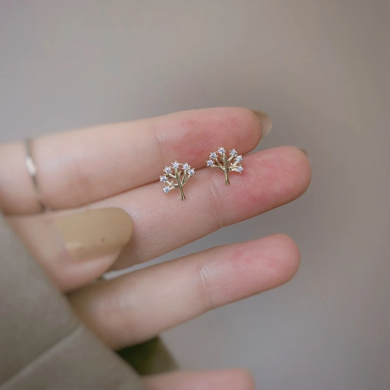 

Stud Earrings 2022 Trend Silver Color Earrings For Women Wedding Gift Exquisite Tree Design Studs sterling-silver-jewelry