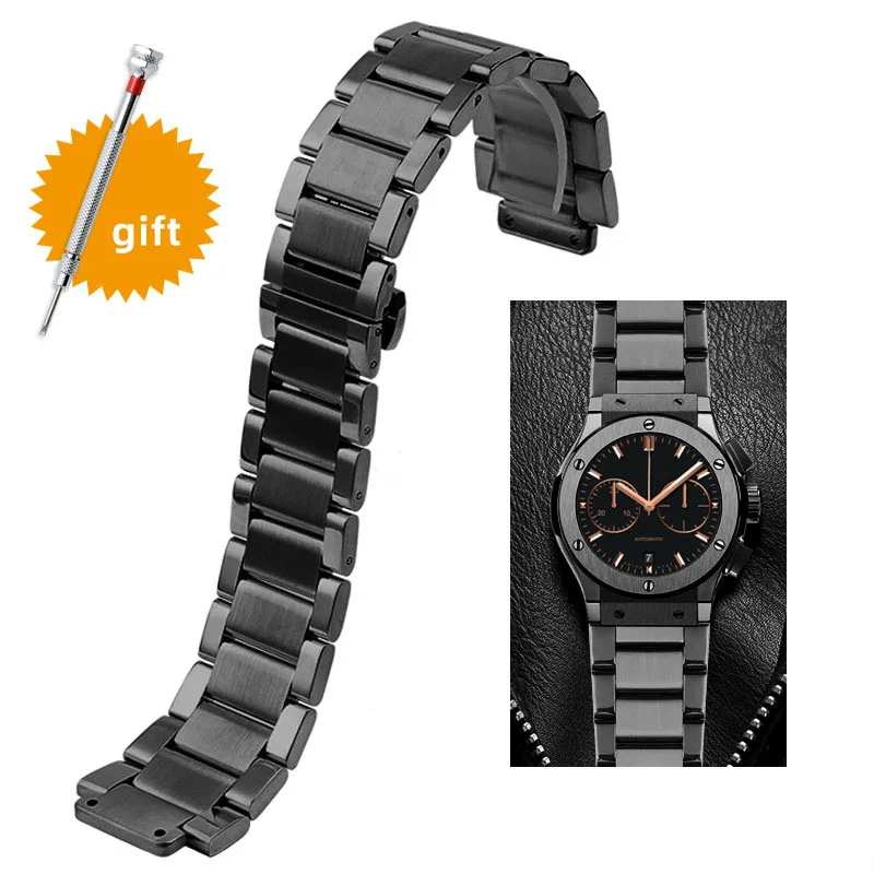 316L Solid Stainless steel Watch Strap For Hublot 27x19mm 23x17 21x13 Soft Watchband Big Bang Watch Wrist Bracelet for Men women