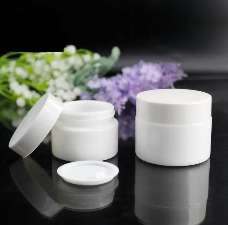 20g 30g 50g Glass Jar White Porcelain Cosmetic Jars with Inner PP liner Cover for Lip Balm Face Cream SN2969