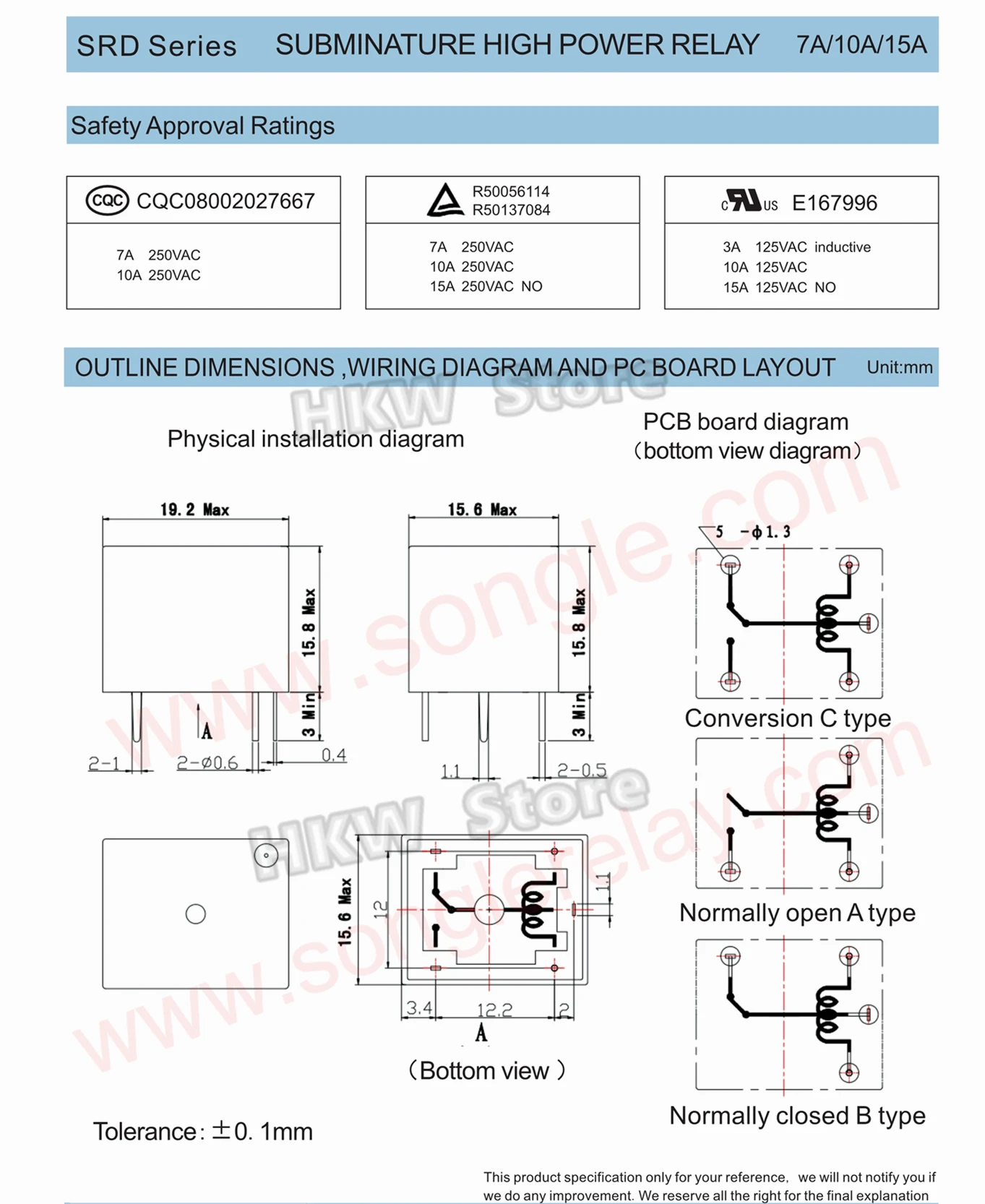 10 stücke Relais SRD-05VDC-SL-C SRD-24VDC-SL-C SRD-12VDC-SL-C SRD-12VDC-SL-A 3V 5V 12V 24V 48V 10A 250VAC 5PIN 4PIN Relais Relais – Detail 3