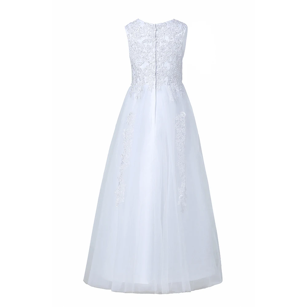 YNQNFS TS1White lace flower girl dress children girls wedding formal evening dress formal long dress princess party costume size