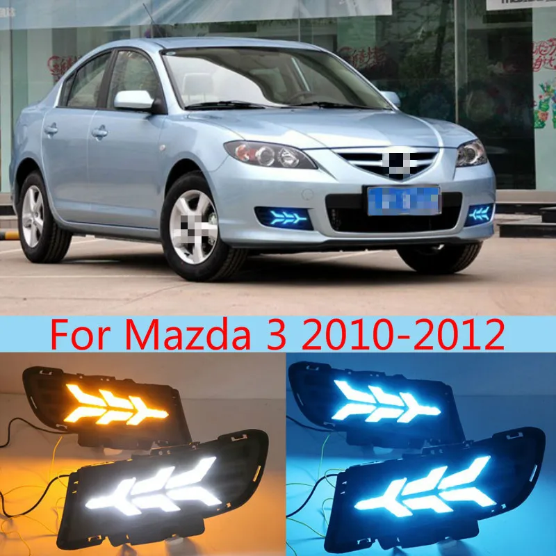 

2pcs For Mazda 3 2010 2011 2012 LED DRL Daytime Running Light Daylight yellow turn Signal fog lamp