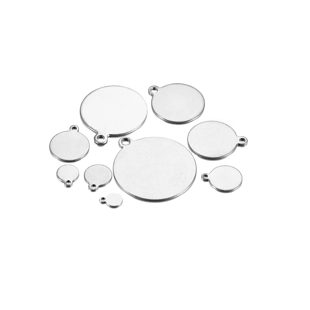 10-50pcs 6-30mm Stainless Steel Round Disc Pendant Blank Charms Pendants For Logos Stamping Tags DIY Jewelry Making Accessories