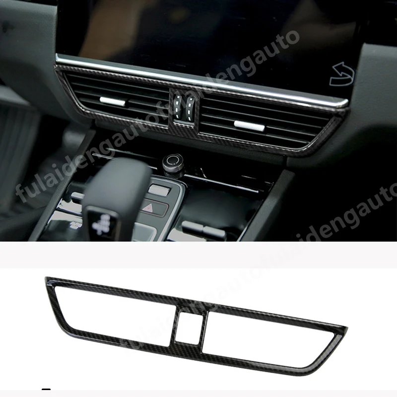 

2pcs For Porsche Cayenne 2018 2019 Matte ABS Carbon Fiber Interior Middle column air outlet frame cover trim Car Styling
