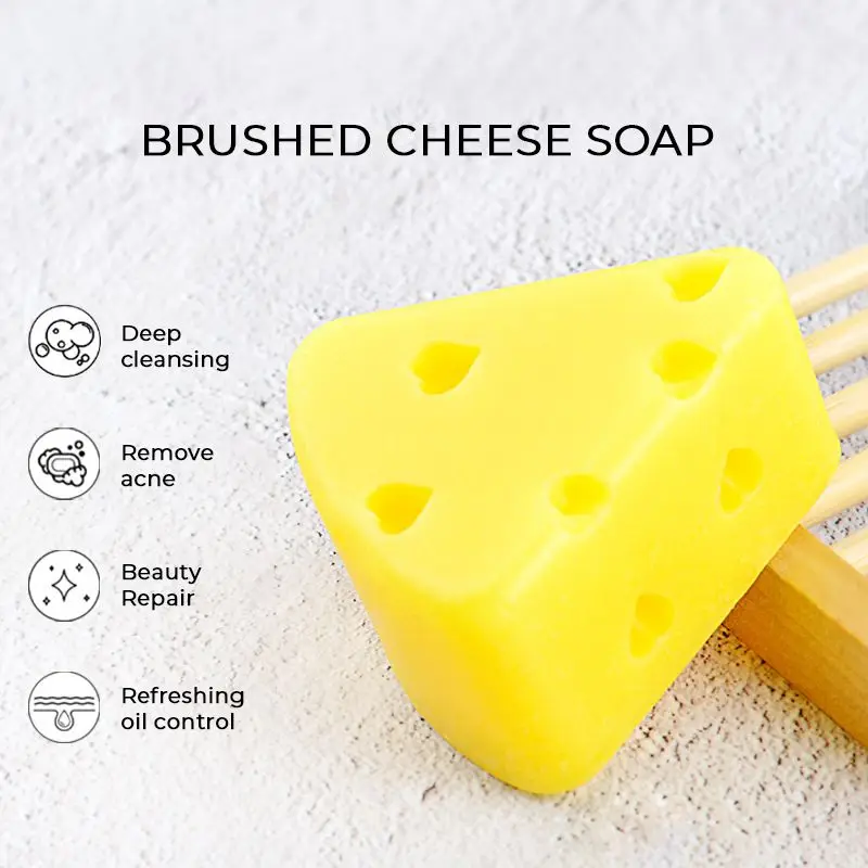 LAIKOU Natural Handmade Cheese Drawing Mite Soap Repair Shrink Pores Anti Acne Treatment Oil Moisturizing Salt Goat Milk Soap