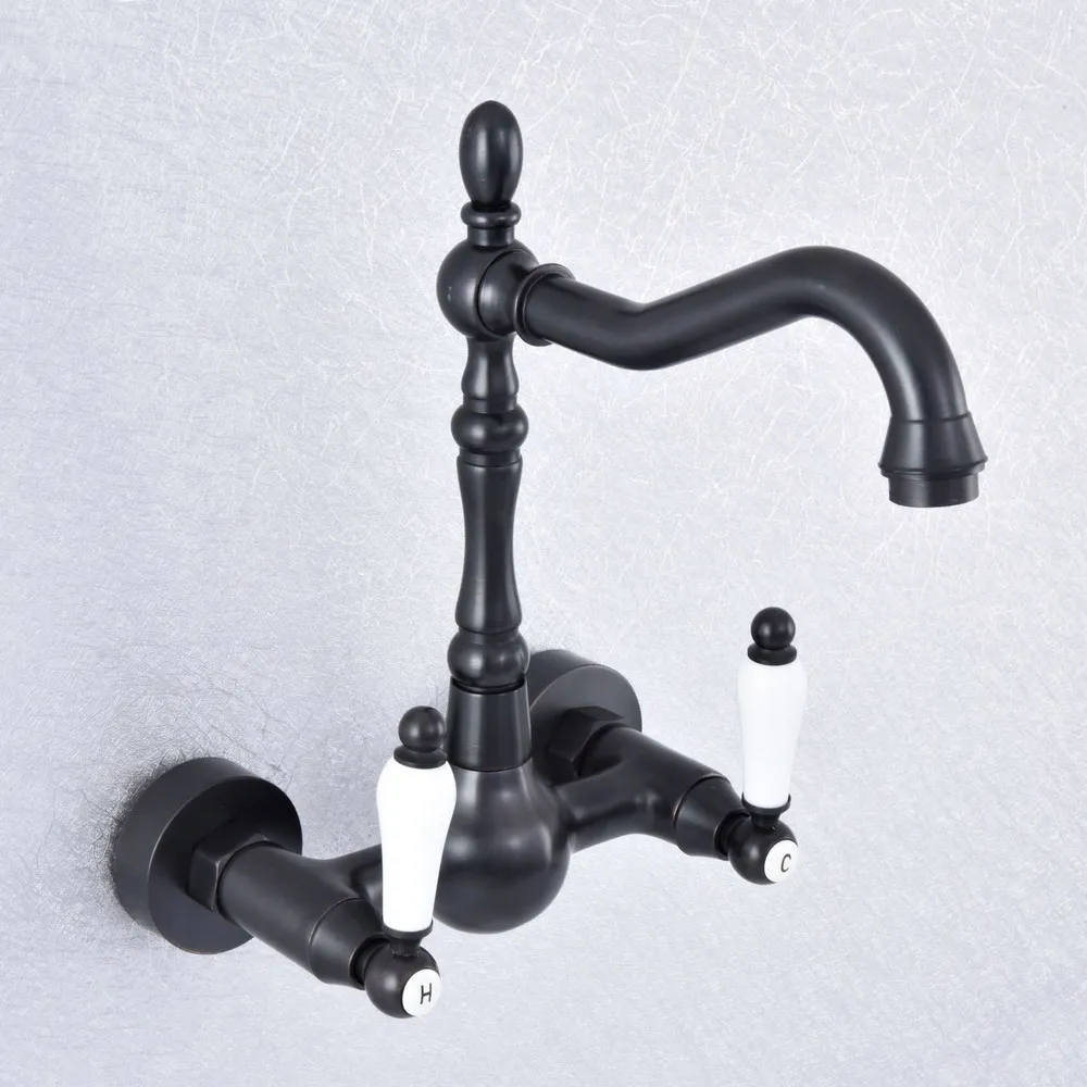 

Swivel 360 Bathroom Bathtub Faucet Torneira Wall Mount Oil Rubbed Black Bronze Basin Sink Faucet Mixer Tap zsf706