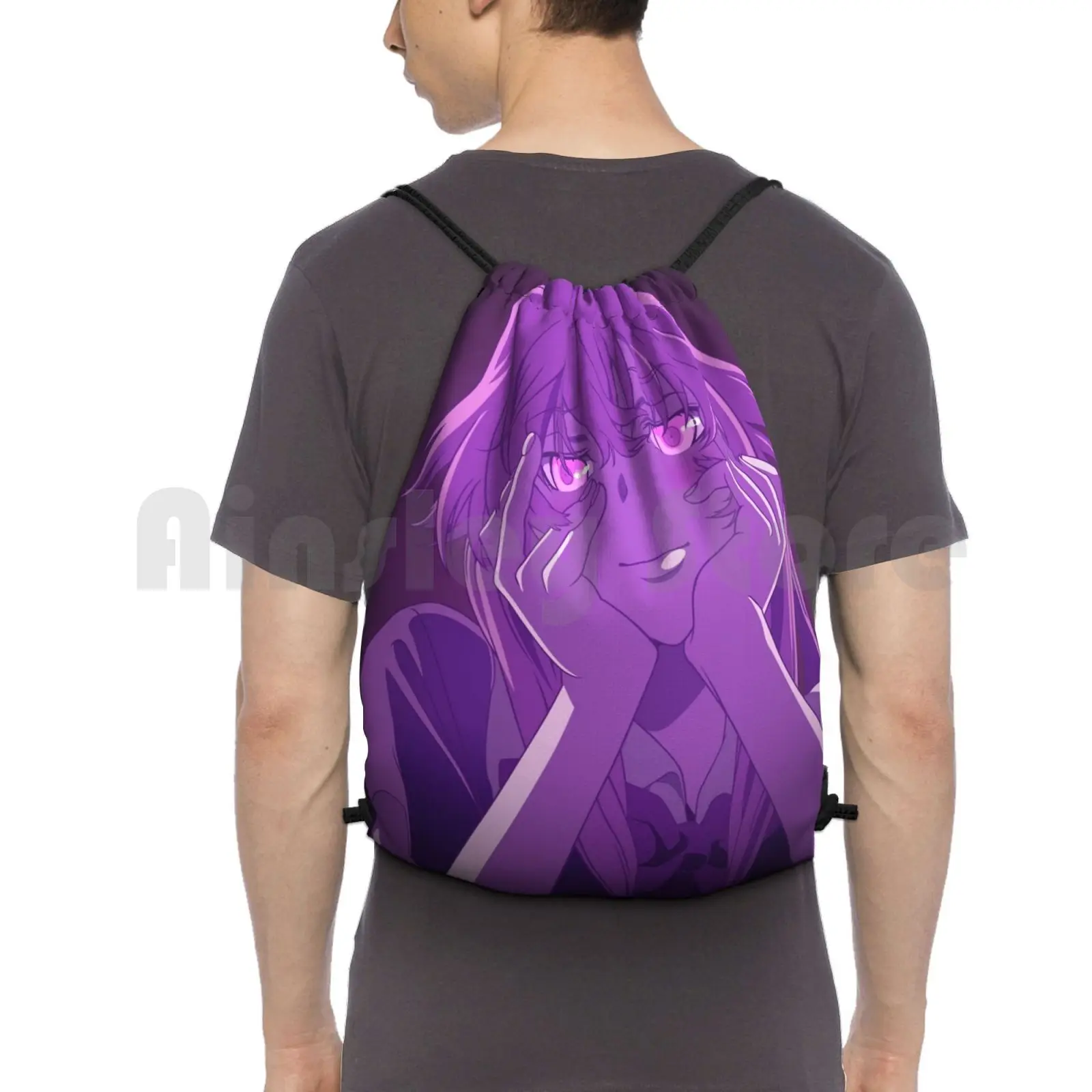 Yuno Gasai-Mirai Nikki Future Diary Backpack Drawstring Bags Gym Bag Waterproof Yuno Gasai Mirai Nikki Future Yandere