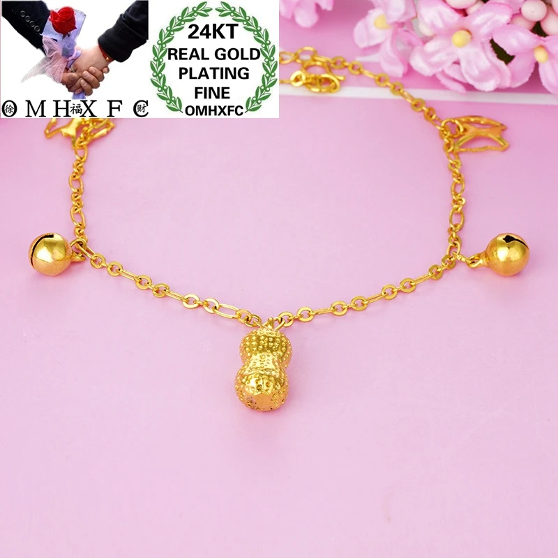 OMHXFC JB10 Jewelry Wholesale European Fashion Woman Girl Party Birthday Wedding Gift Peanut Flower Leaves Lucky Beads Anklet