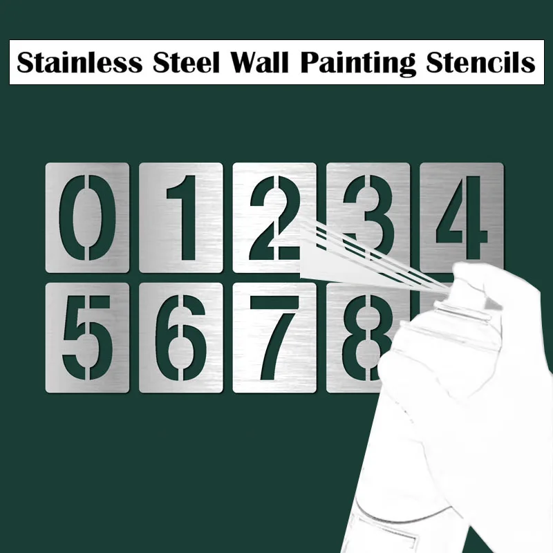 80mm Stainless Steel Wall Stencils Engraving Painting Numbers Letters Spray Paint Templates Moulds Paint Mark Signs For Mailbox