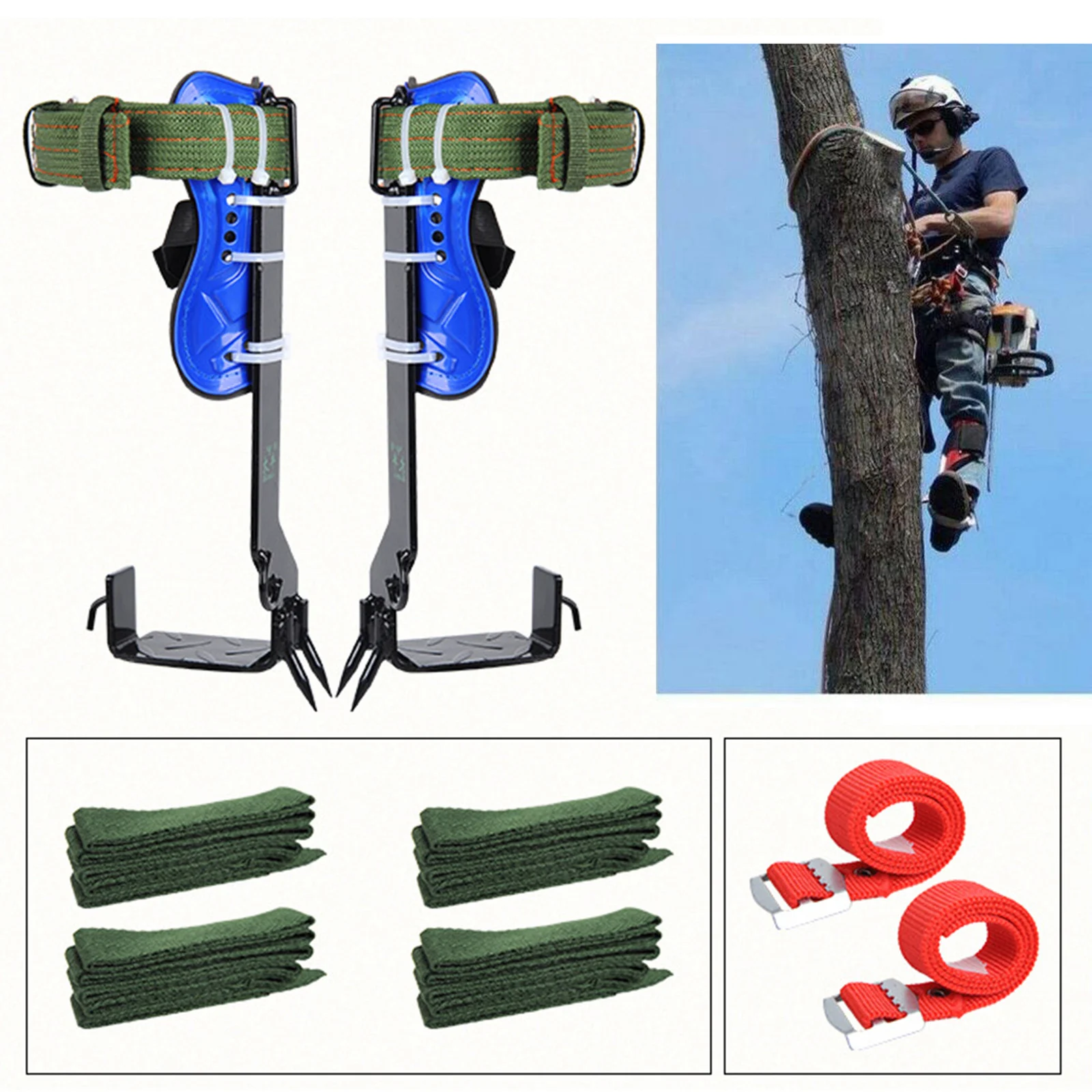 Tree Climbing Spike Set with Safety Belt, 2 Gear Worker Man Tree Climbing Tool for Cutting Tree and Hunting Fruit Picking