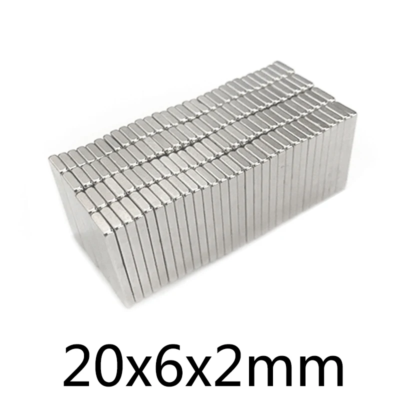 20/30/50pcs 20x6x2mm NdFeB Block Super Strong Magnetic Magnets Permanent Neodymium Magnet 20x6x2mm N35 20*6*2mm