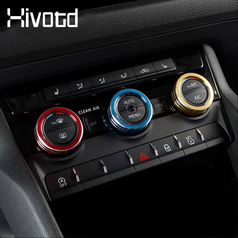 Hivotd For Skoda Karoq 2023 2024 Accessories Car Heat Control Knob Cover Air Conditioning Button Switch For Auto Accessories