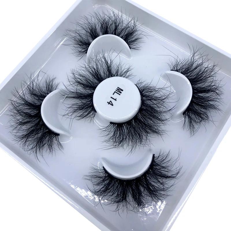 Reusable mink eyelashes 25mm lashes fluffy messy 3D mink lashes wholesale 3 pairs natural Long Thick false eyelashes extension