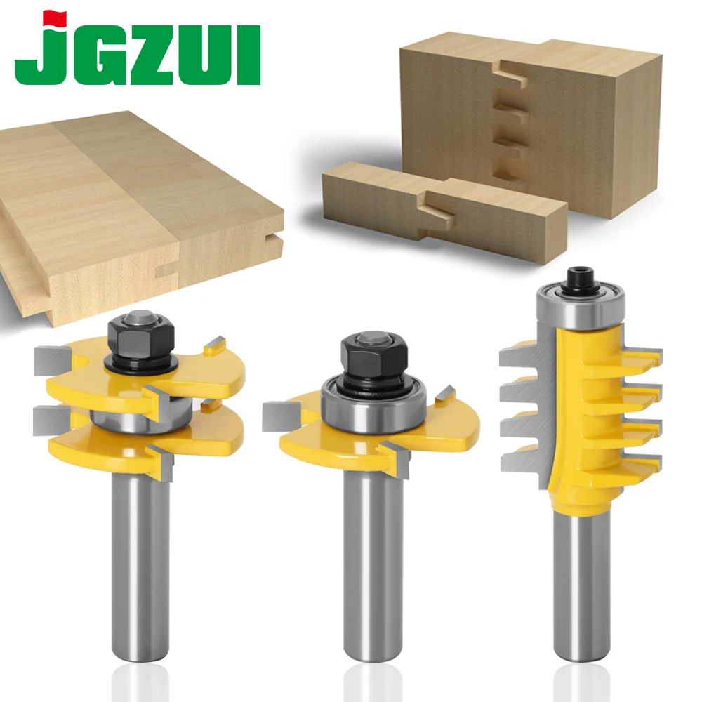 3pcs 12mm 1/2inch Shank Joint Assemble Router Bits Tongue & Groove T-Slot Milling Cutter for Wood Woodwork Cutting Tools