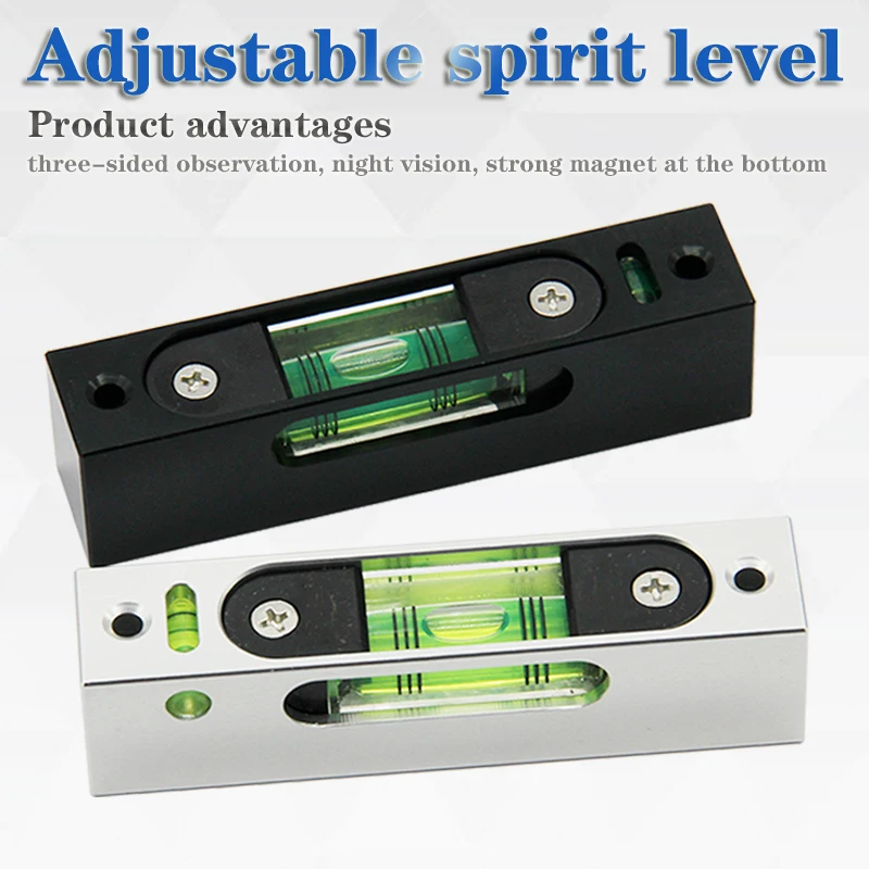 Adjustable spirit level Strip spirit level with strong magnetic square night vision horizontal bubble at the bottom of high prec