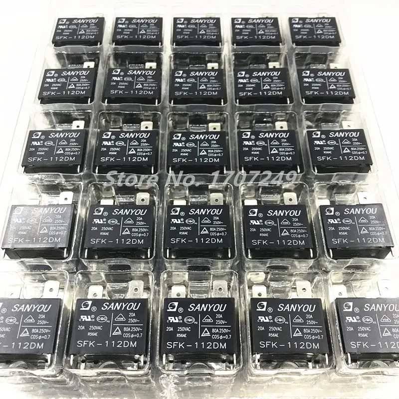 100% Original New SANYOU Relay SFK-112DM 12VDC 20A 250VAC 4Pins Power Relay can replace JQX-102F HF102F-12VDC G4A-1A-E-12VDC