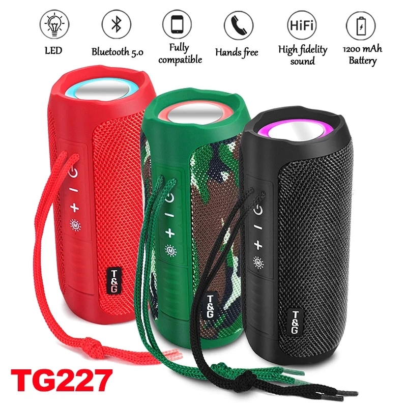 TG117 Portable Hifi Wireless Speaker Waterproof altavoz Bluetooth-compatible Speakers TG227 Subwoofer Loudspeaker FM Radio Aux