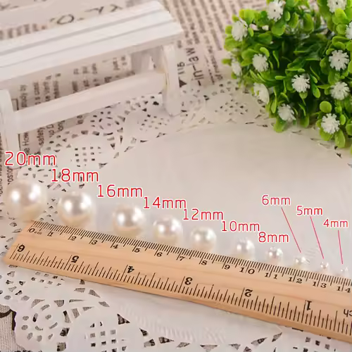 10-1000pcs/lot 3-20mm Straight Holes Acrylic Imitation Pearl Beige Bracelet Round Beads For DIY Craft Jewelry Making Supplies - Image 6