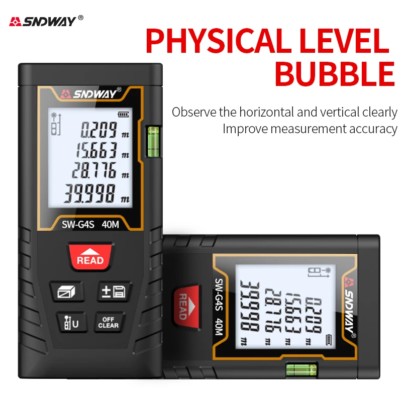 SNDWAY Range Finder 40M 60M 80M 100M misuratore di distanza digitale ad alta precisione palmare economia Trena Metro strumento elettronico per pagoda