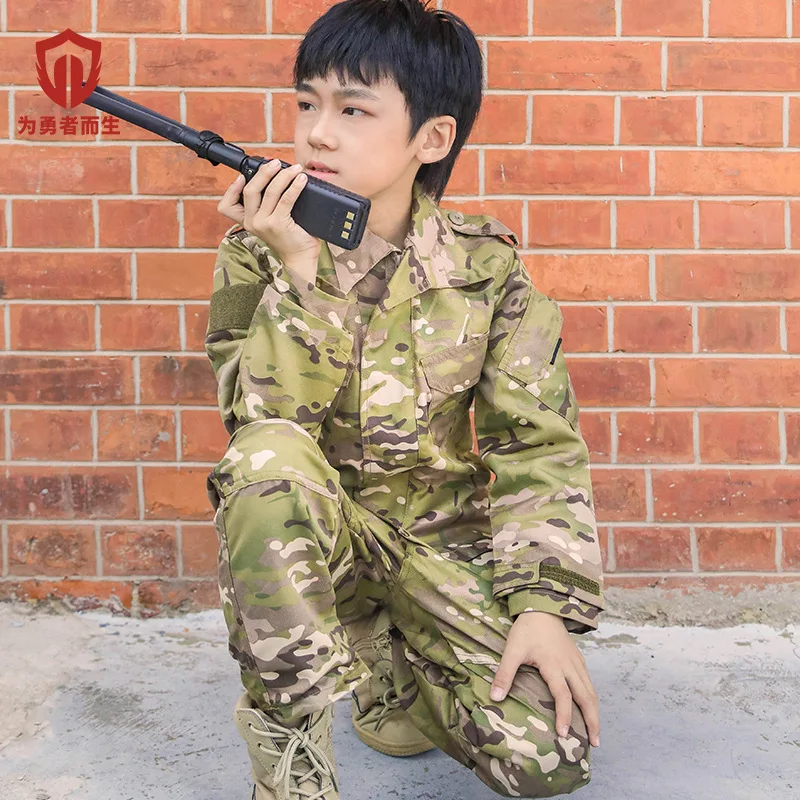 Uniforme d'entraînement militaire Dulsalomon pour enfants et adultes, haut et pantalon des forces spéciales, costume de saut en plein air, ensemble Jungle CamSolomon, enfants et hommes