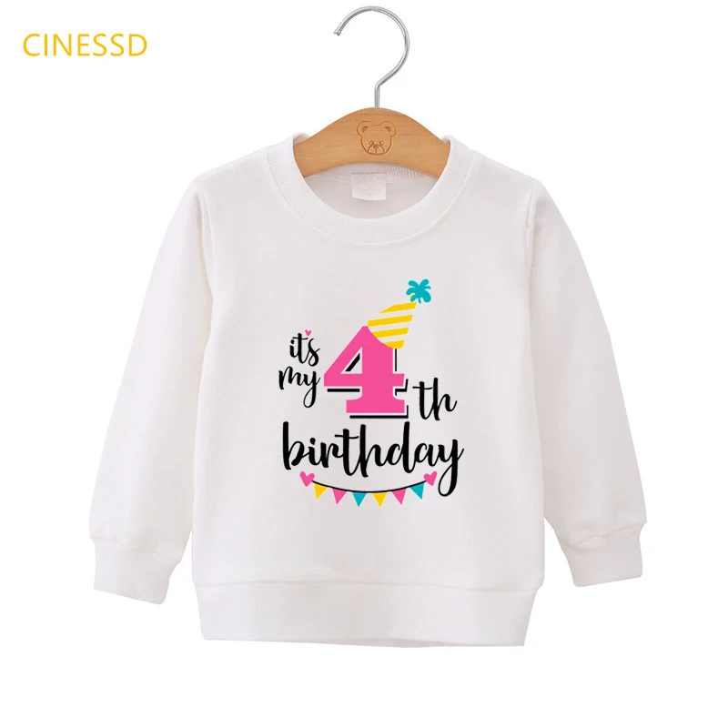 

Lovely It's My 3-9th Birthday Print Graphic Sweatshirt Kids Girl Sprint Autumn Winter Clothes Children's Birthday Gift White