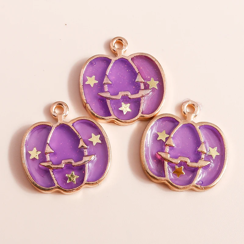 Leslie 10 stücke Emaille Halloween Charms Bonbon farbe Kürbis Charms Anhänger von Halskette Ohrringe DIY Schmuck Herstellung Zubehör – Detail 7