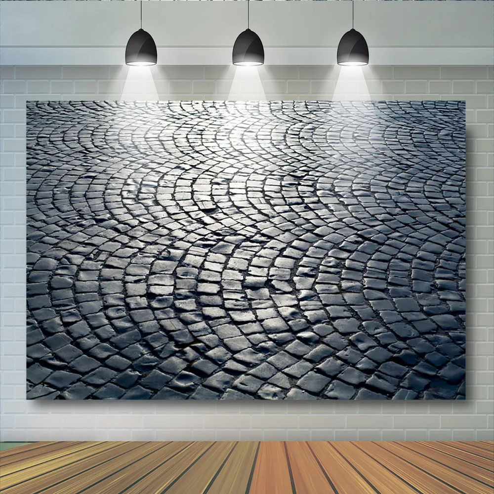 Dark Stone Pavement Background Abstract Texture Design Photography Props Brick Floor Road Adult Kids Photocall Photostudio