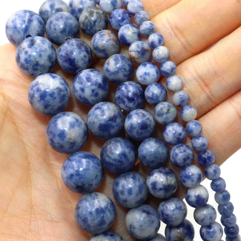 Natural BIue Sodalite Stone Round Spacer Beads For Jewelry Making Charm DIY Bracelets Necklace Accessories 2 3 4 6 8 10 12mm