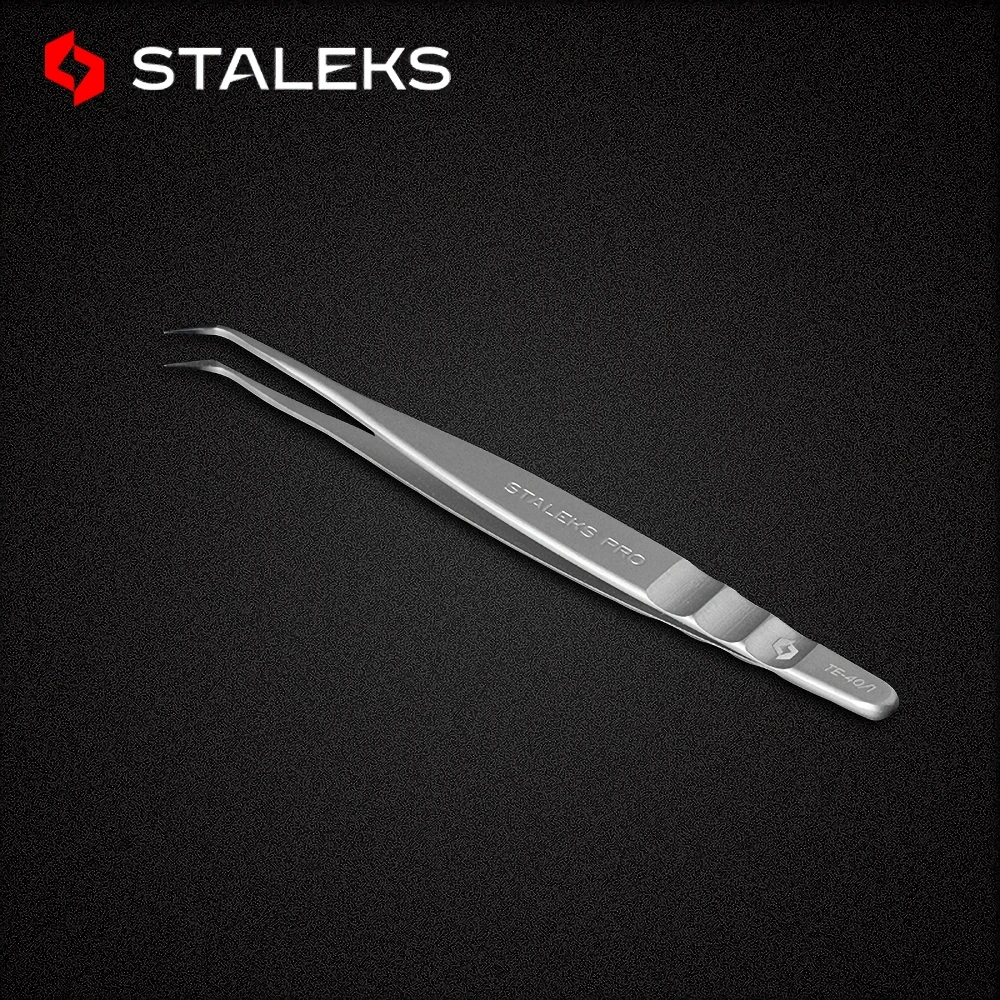 STALEKS PRO TE-40-1 Wave Embossing Tweezers Grafting Eyelashes Blooming Anti Static High Precise Hyper Fine AISI