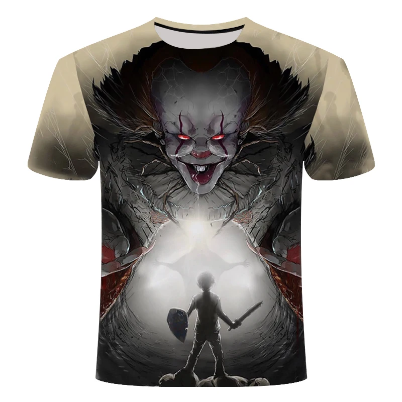 Horror Movie It Penny Wise Clown Joker 3D Print Tshirt Men/Women Hip Hop Streetwear Tee T shirt 90s Boys Cool Clothes Man alt