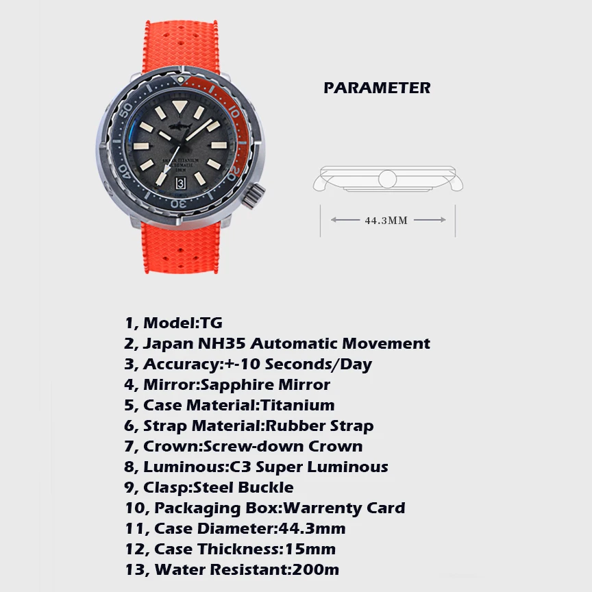 Heimdallr masculino mergulhador relógios titânio militar atum relógio de pulso mecânico automático luminoso 200m resistente à água safira nh35