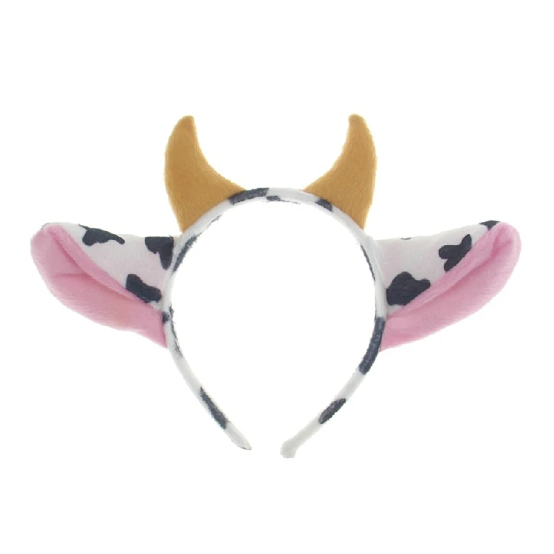 Animal Cartoon Cow Cosplay Headband Bow Tie Tail Paws 4 Sets Easter Festival Children Hair Accessories Fascinator Headdress