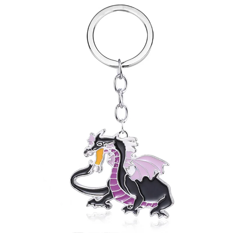 Sleeping Beauty Maleficent Dragon Keychain for Women Men Kids Christmas Gift Cosplay Jewelry