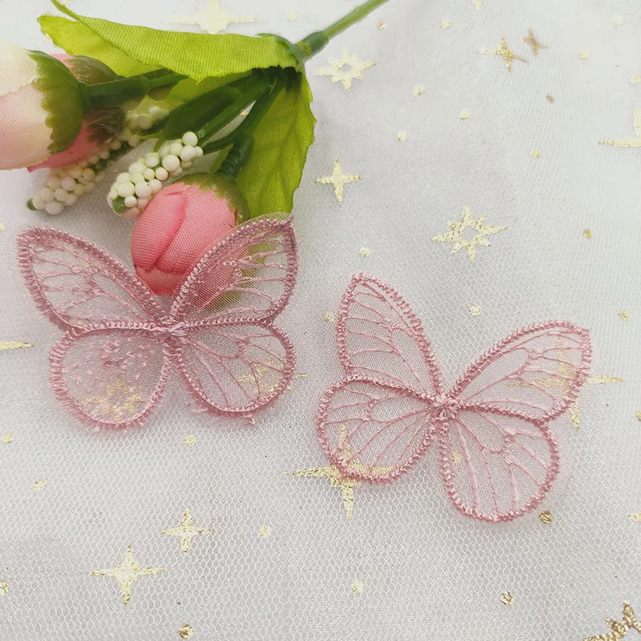 48 Stück/Los 4,5*3,5cm bestickte Mesh-Schmetterlings-Applikationen für Kleidung, Nähzubehör, DIY-Haarspangen-Accessoires – Detail 2