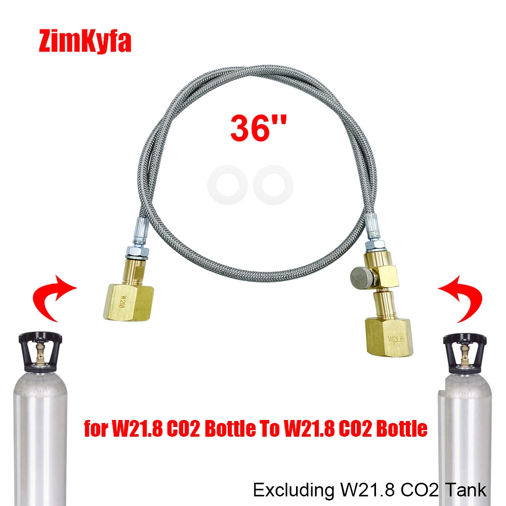 CO2 Tank Cylinder Refill Station Filling Charging Adapter for Sodastream w/ 90cm Steel Braided Hose W21.8-14 or CGA320 Connector