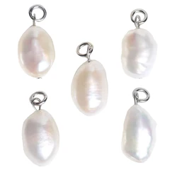 10Pcs/Lot  Wholesale Natural Pearl Charm  Stainless Steel Jewelry Making Bracelet Necklace DIY Bead Findings