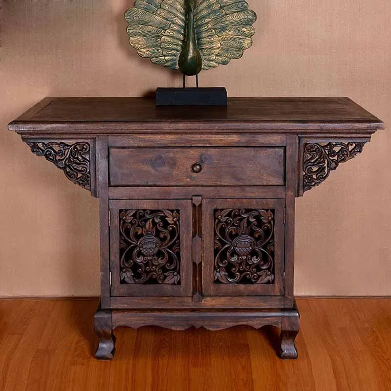 Southeast Asian carved solid wood lockers Thai style homestay lobby antique door entrance decorative cabinet furniture