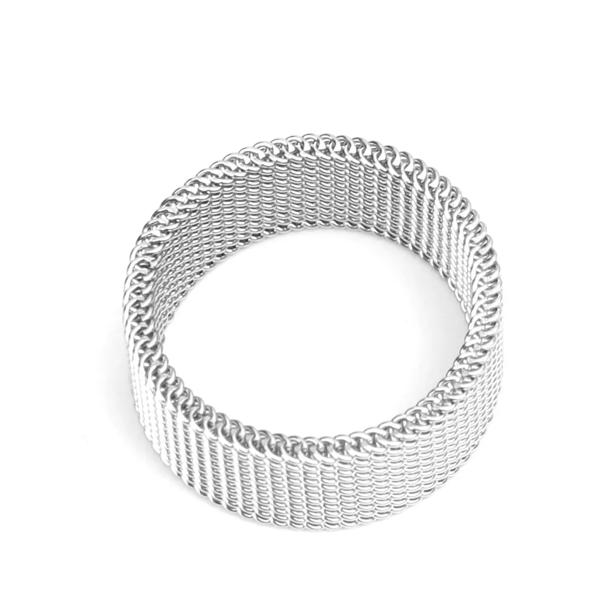 Punk Circle Twist Weaving Joint Ring 304 Stainless Steel Unadjustable Silver Color Geometric Twist Minimalist Jewelry , 1 Piece