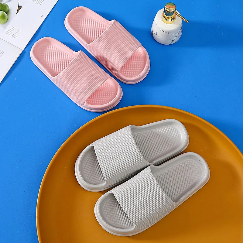 WDZKN Fashion Concise Women Slippers Summer Flat Lightweight EVA Home Bathroom Slippers Comfort Massage Women Indoor Slides