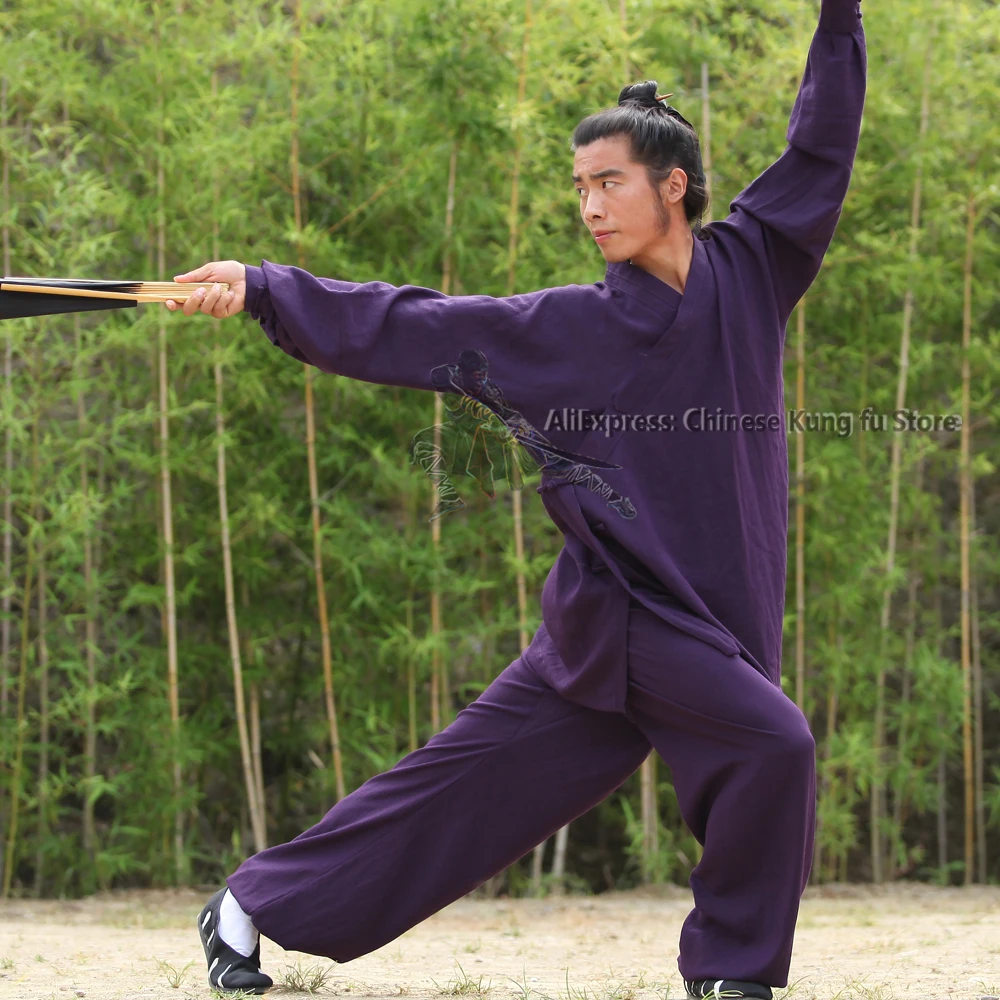 Wudang Taoist Robe Style Tai chi Uniform Martial arts Kung fu Suit Shaolin Monk Robe and Pants Custom Service 25 Colors