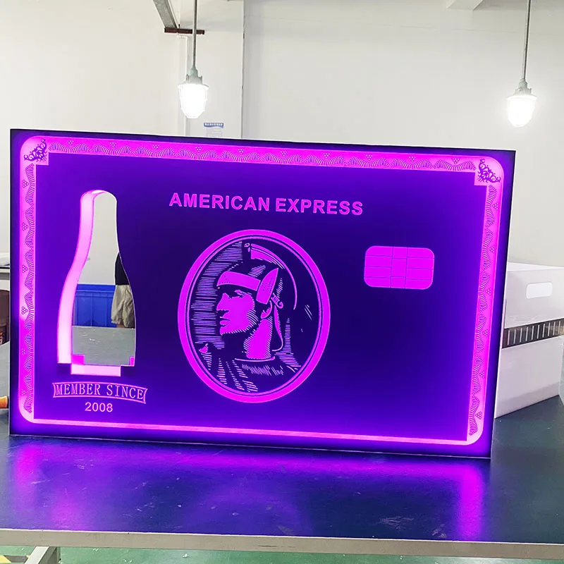 LED دولار أسود بطاقة بالر اكسبرس الشمبانيا مقدم الأمريكية اكسبرس Amex زجاجة عرض للنادي الليلي كرنفال ليلة