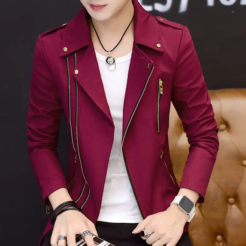 

2024 Spring And Autumn New Jacket Men's Sports Trend Youth Lapel Handsome Slim Trendy Outerwear