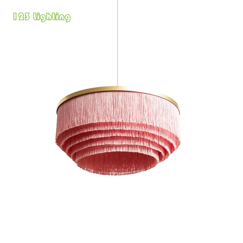 Dark green Pink Fabric LED Pendant light Romantic Living room Bedroom Hanglamp E27 110-240V Art Decoration Loft Pendant lamp