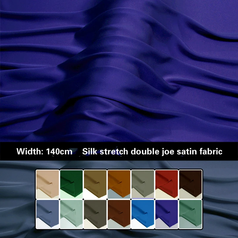 Solid color mulberry silk stretch double joe satin fabric 140 cm width 19 momme anti-wrinkle soft shirt dress spandex fabric